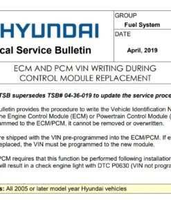 Alternative view of HYUNDAI programming VIN In ECU 2009-2020
